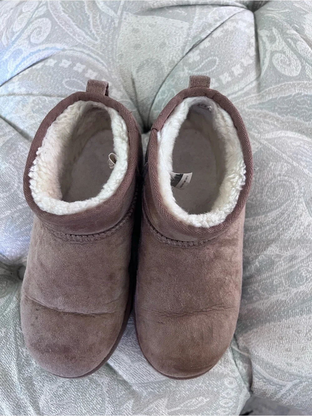 Uggs Cozy Fleece-Lined Suede Slip-On Booties - Brown